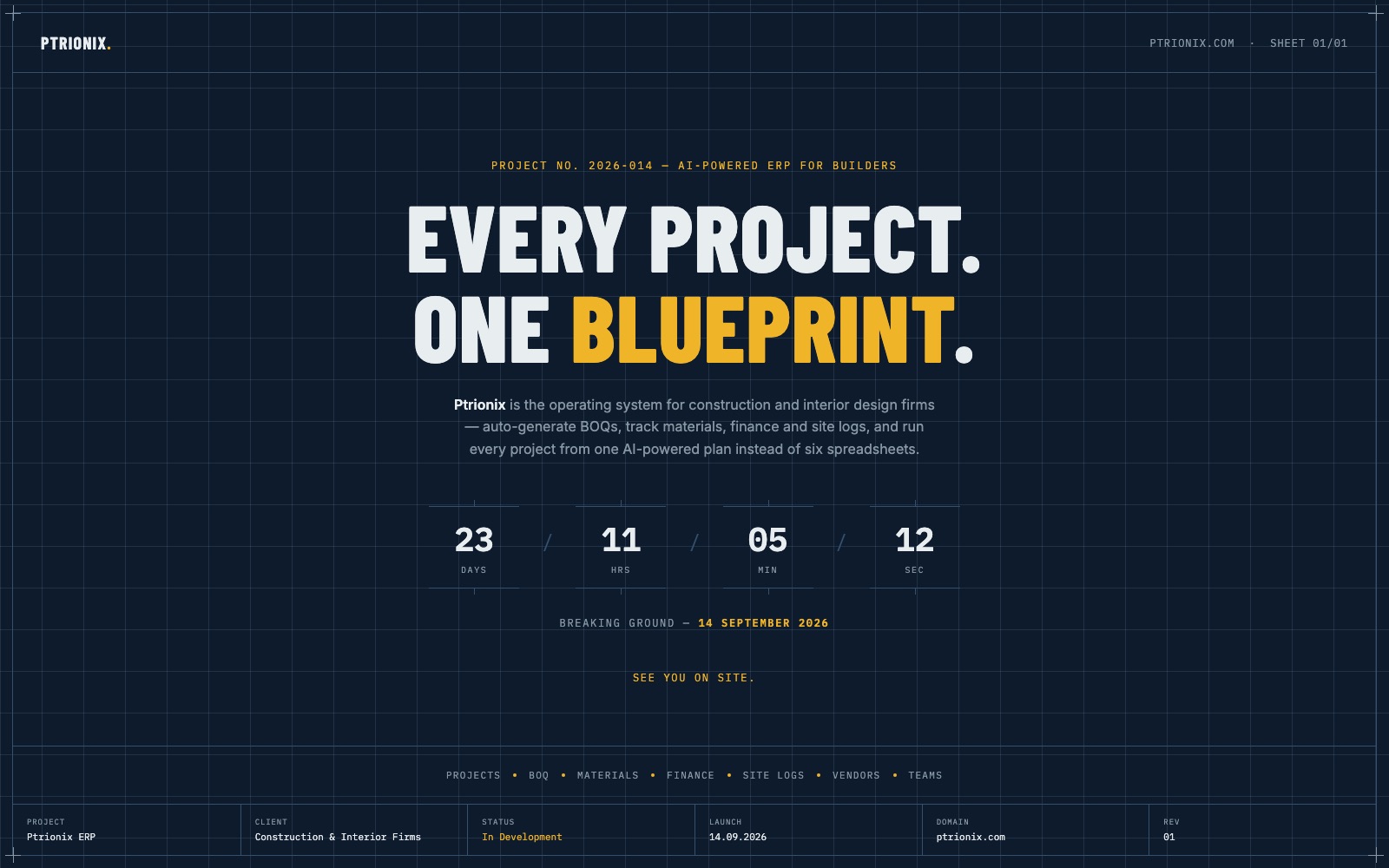 Ptrionix ERP launch page